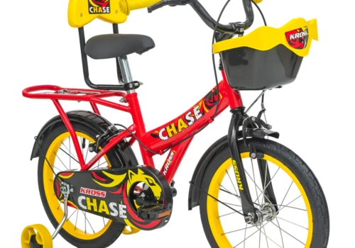 Kross Chase 16T Kids Bicycle with Caliper Brakes & Training Wheels – Ideal for 4–6 Years (Red/Yellow)