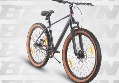 BERLIN 27.5T Single Speed MTB with Suspension Fork, Dual Disc Brakes, Steel Frame & 2.4” Tyres (27.5T, SS, DD) Black