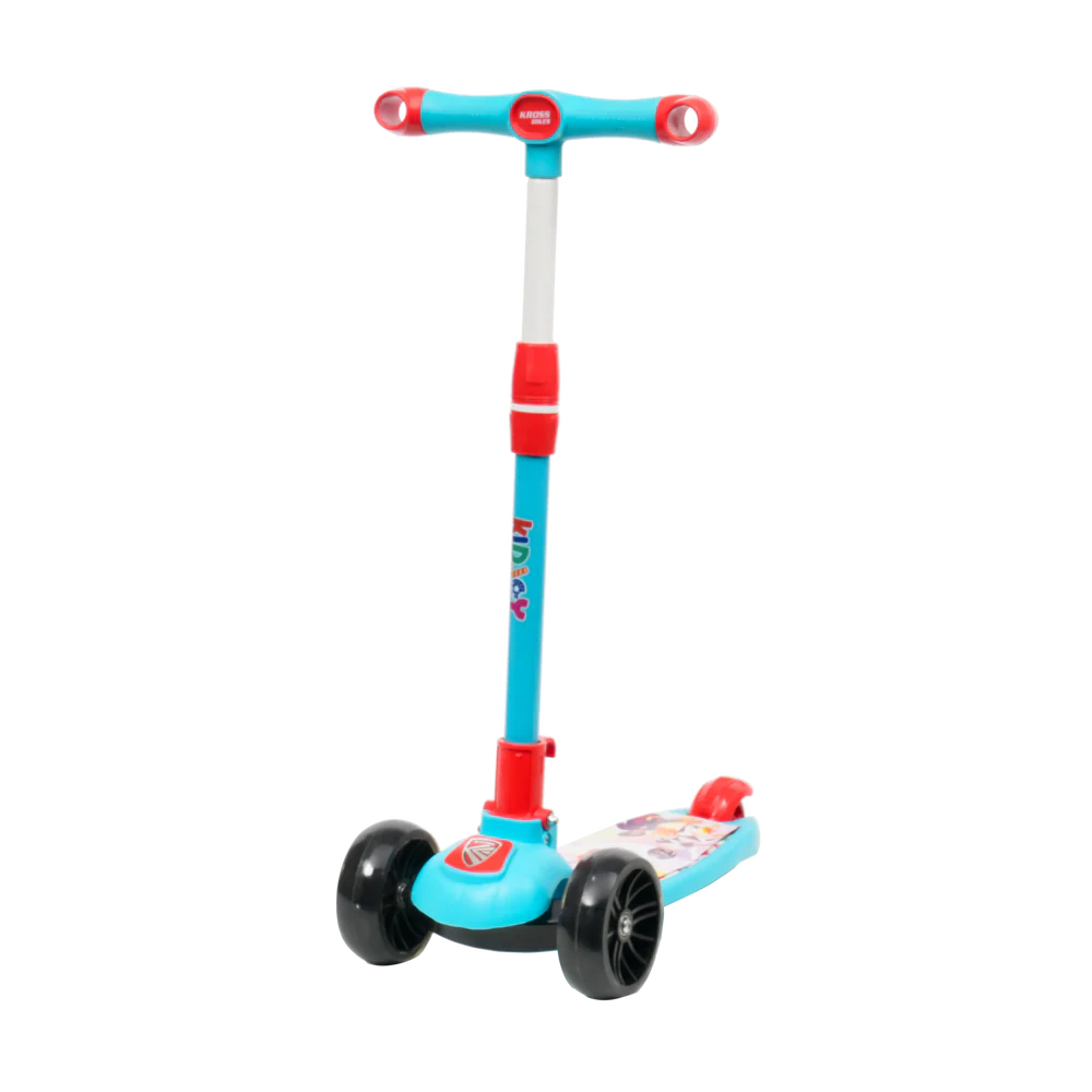 Kidjoy SX-1 Kids Scooter | Adjustable Handle, LED Wheels, Rear Brake & Foldable Design (4–5 Yrs)-Blue