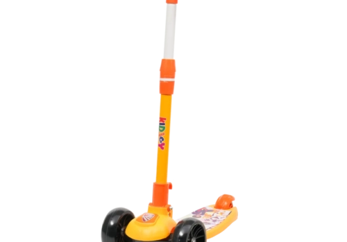 Kidjoy SX-1 Kids Scooter | Adjustable Handle, LED Wheels, Rear Brake & Foldable Design (4–5 Yrs)-Orange