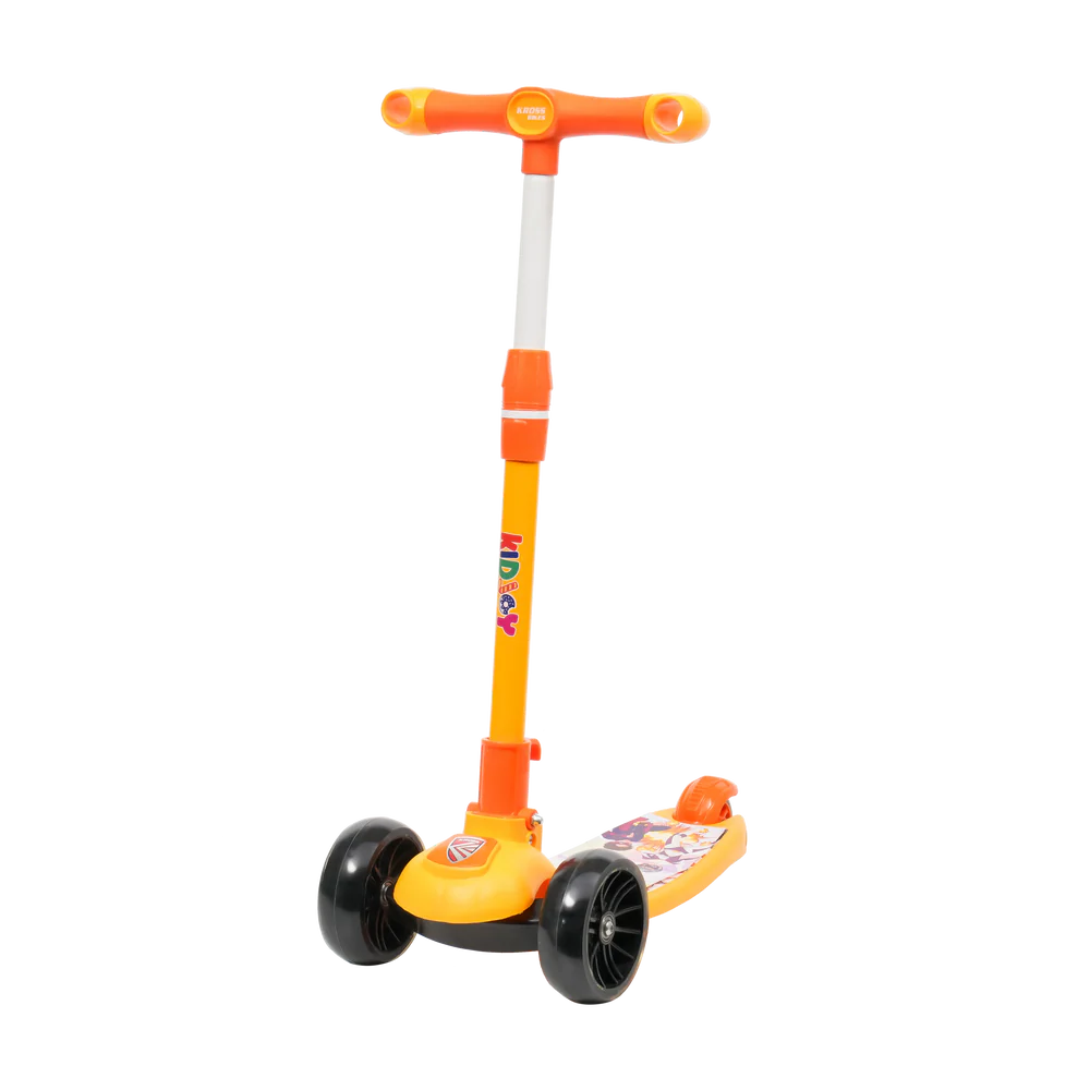 Kidjoy SX-1 Kids Scooter | Adjustable Handle, LED Wheels, Rear Brake & Foldable Design (4–5 Yrs)-Orange