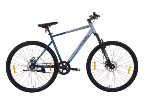 ROAM KROSS 700C Hybrid Single-Speed Bicycle – Grey/Blue, Front Suspension, Dual Disc, Alloy Rims