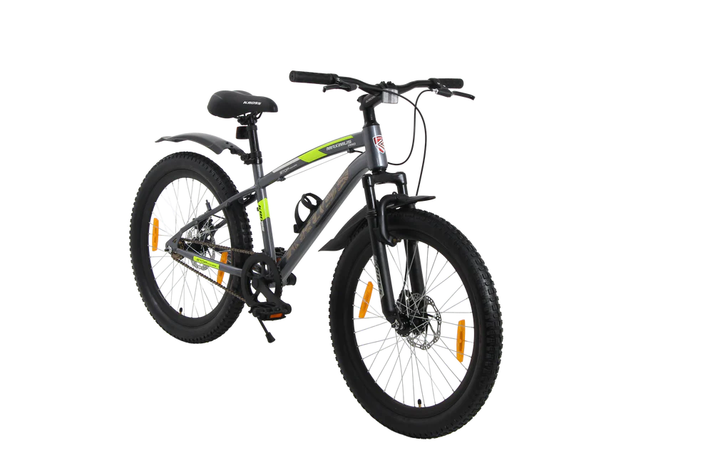 Kross Maximus Pro 24T MTB Cycle – 24" Tyres, Suspension Fork, Single Speed, Dual Disc (Grey)