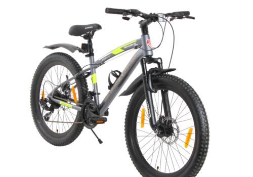 KROSS Maximus Pro 24T 21-Speed MTB with Suspension Fork, Dual Disc Brakes, Alloy Stem, Wide Tyres & Double-Wall Rims (Grey)