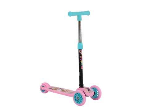 GS100 Kidjoy Kids Push Scooter for 4–5 Years | Adjustable & Foldable Handlebar, LED Wheels, Gravity Steering & Rear Brake (Pink & Blue)