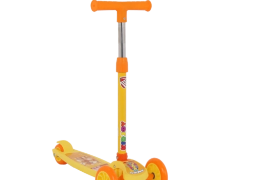 GS100 Kidjoy Kids Push Scooter for 4–5 Years | Adjustable & Foldable Handlebar, LED Wheels, Gravity Steering & Rear Brake (Orange)
