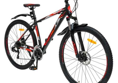 Kross Momentum 27.5T 24-Speed Dual Disc Brake Alloy MTB Bicycle (Orange-Yellow, Shimano Gears, Suspension with Lockout)